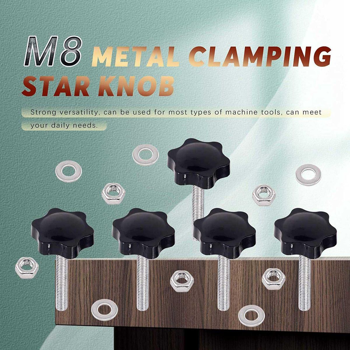 60Pcs M8 x 50 Hex Shaped Male Thread Metal Clamping Hand Sta