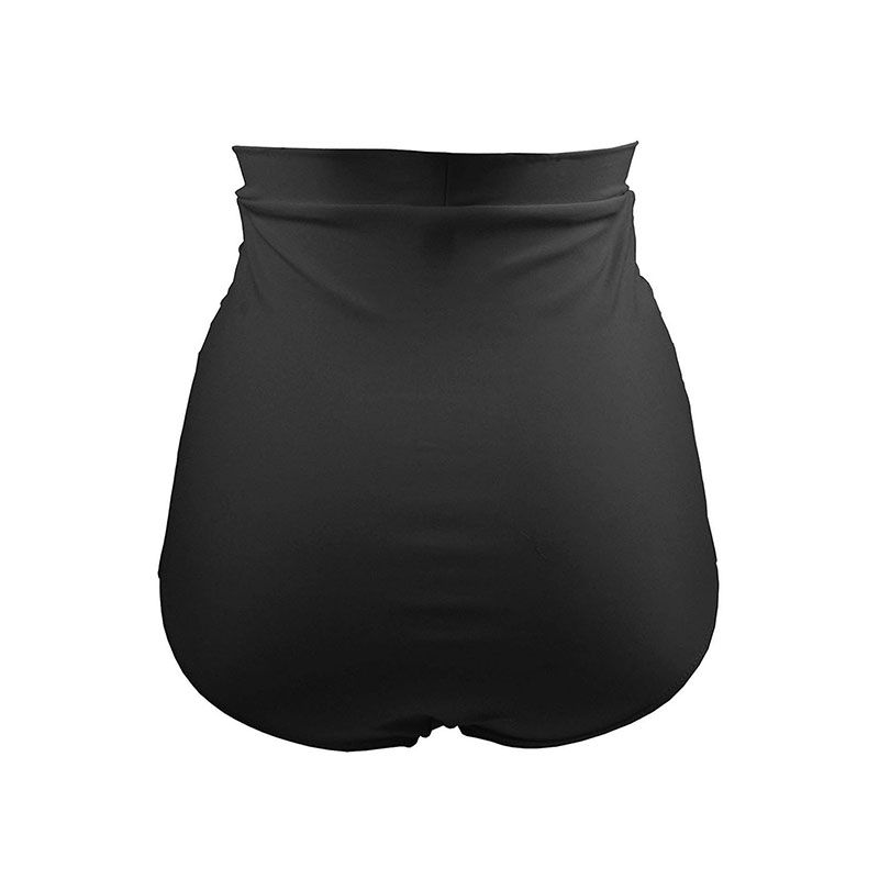 Retro High Waisted Swim Short Black Wine Red Light Blue Women  Summer Beach
