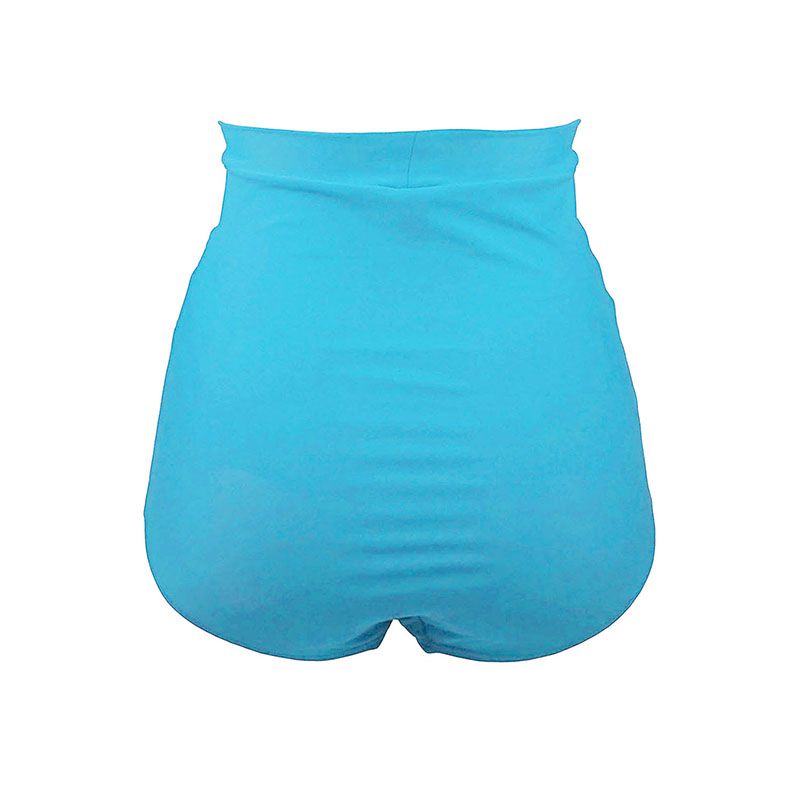 Retro High Waisted Swim Short Black Wine Red Light Blue Women  Summer Beach