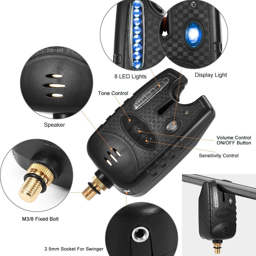 Fishing Bait Alarm 8 LED Fishing Bait Alert Luminous Fishing