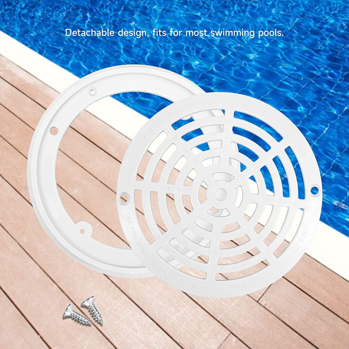 8 Inch Pool Drain Cover with Screws for Inground Swimming