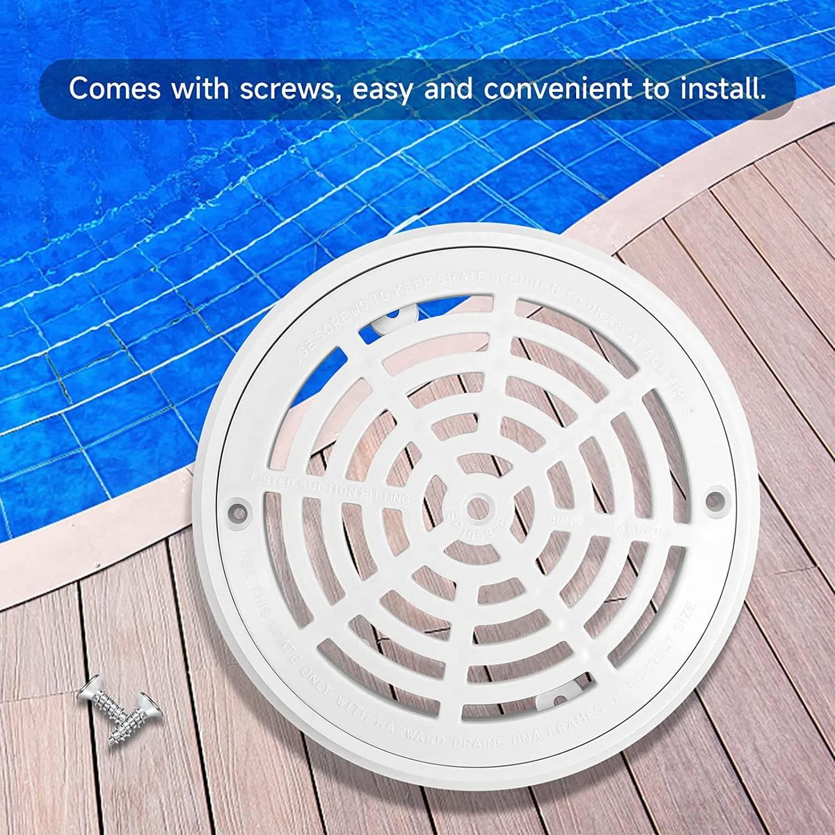 8 Inch Pool Drain Cover with Screws for Inground Swimming