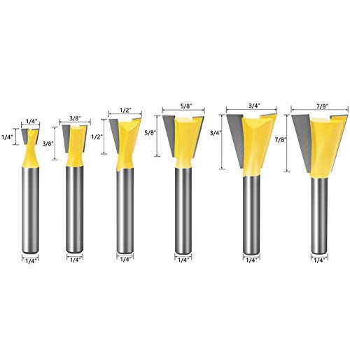 Meihejia 14 Inch Shank Dovetail Router Bit Set  6 Sizes