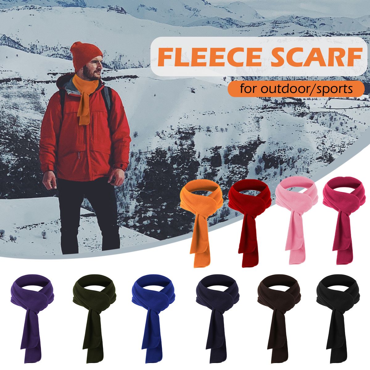 Men Women Long Fleece Scarf For Winter Sports Lightweight