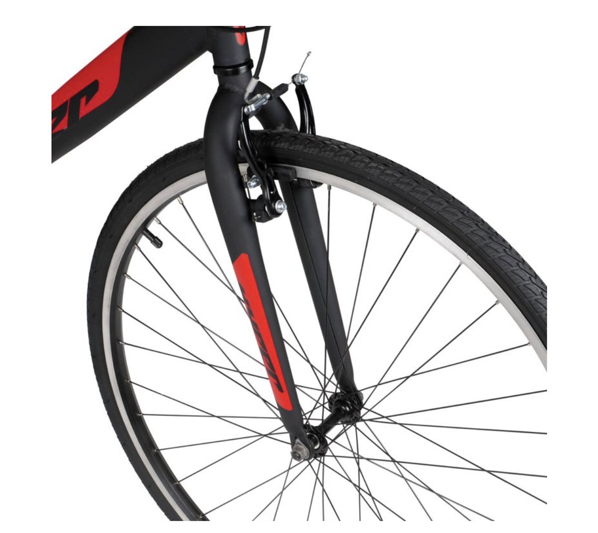 Bicycles 700c Men's SpinFit Hybrid Bike, Black And Red