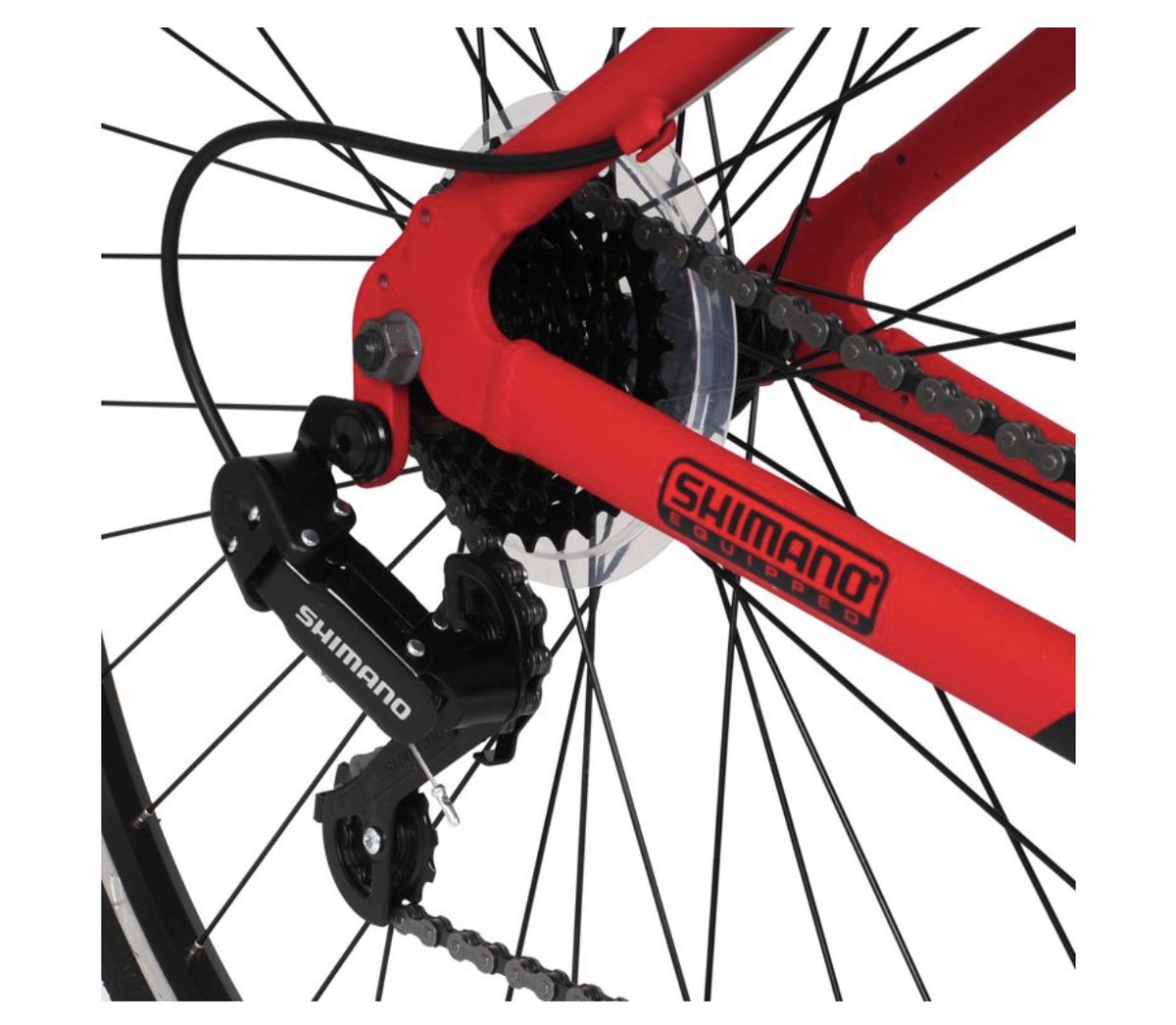 Bicycles 700c Men's SpinFit Hybrid Bike, Black And Red