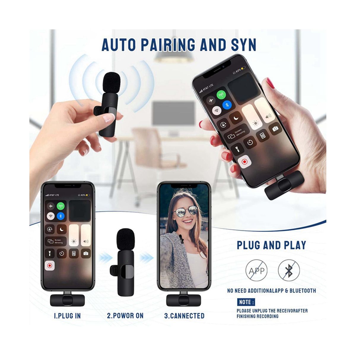 Wireless Lavalier Microphone,for Video Recording,Live