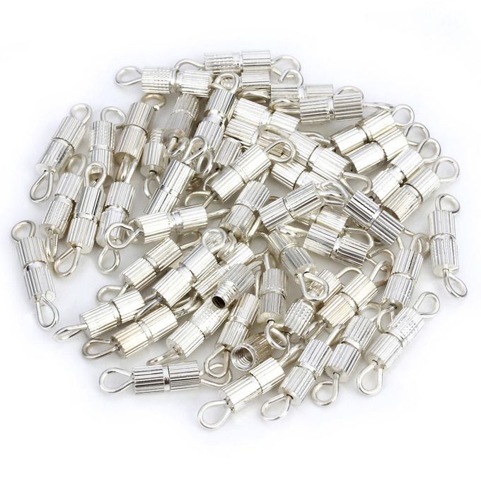 50 Pcs Barrel Swivel Screw Clasps For Necklace Bracelet White K