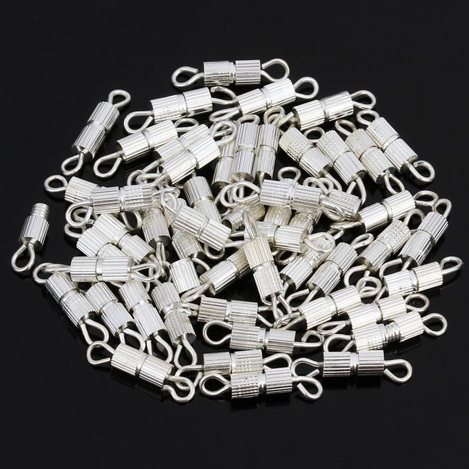 50 Pcs Barrel Swivel Screw Clasps For Necklace Bracelet White K