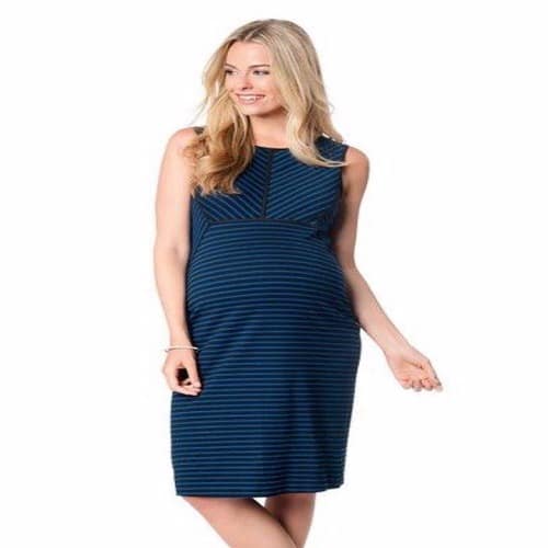 Sleeveless Stripe Sheath Dress – Blue & Black