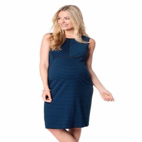 Sleeveless Stripe Sheath Dress – Blue & Black