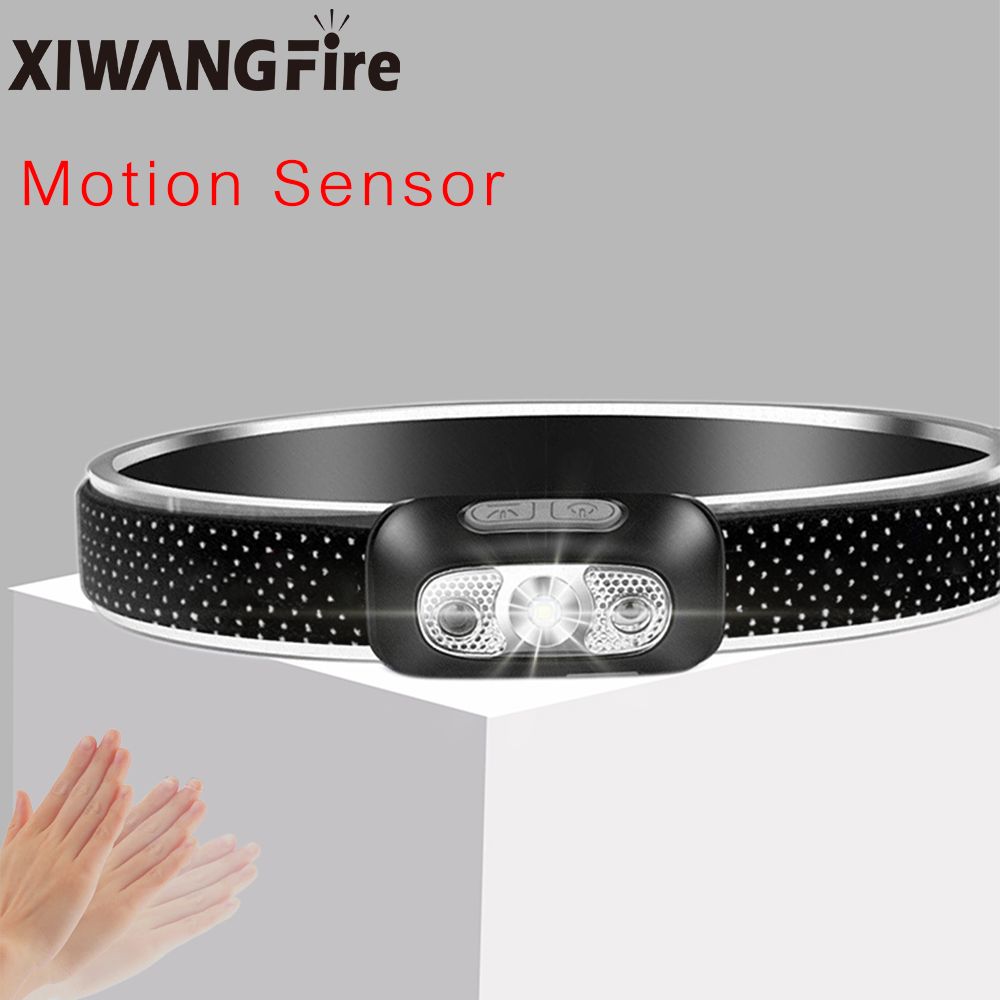 B2No Induction 2PCS  Mini USB Rechargeable LED Headlamp Motion Sensor Headlight Flashlight Portable Camping Fishing Head Light Torch Lantern Lamp