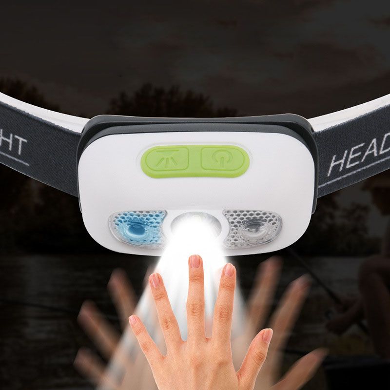 B2No Induction 2PCS  Mini USB Rechargeable LED Headlamp Motion Sensor Headlight Flashlight Portable Camping Fishing Head Light Torch Lantern Lamp