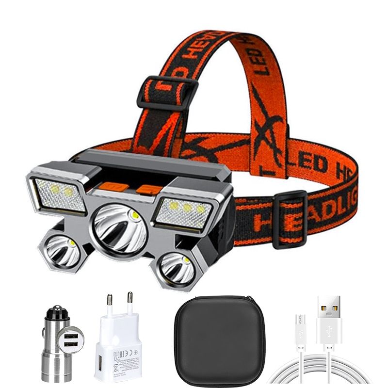 Head Light Carp Fishing Powerful Long Range Flashlight 5 Led Headlight  Rechargeable Lamp Xhp90
