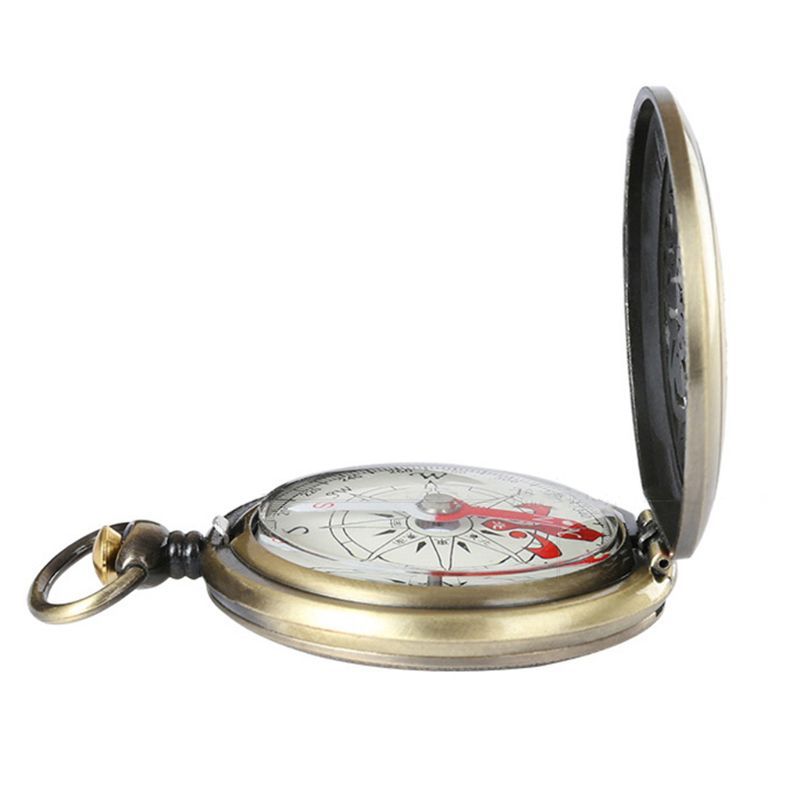 Vintage Bronze Compass Pocket Watch Design Outdoor Hiking