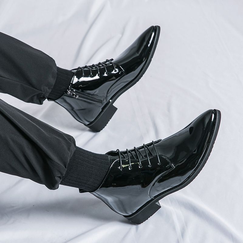Classic Business Casual Versatile Leather Pattern Fashion Ankle Boots
