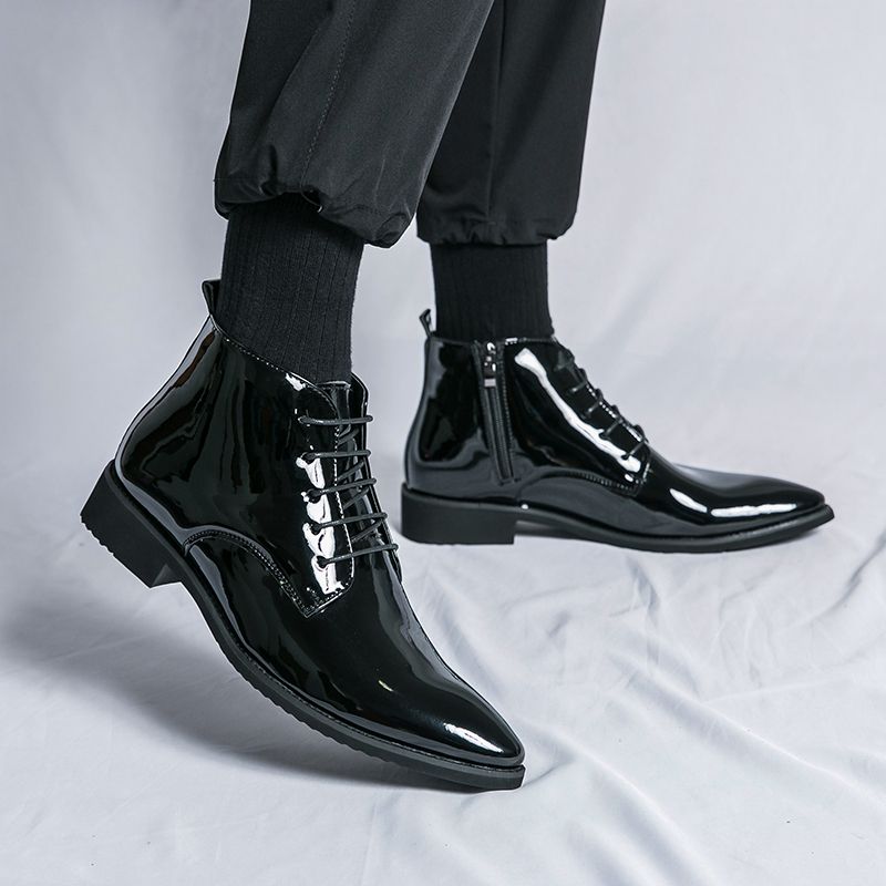 Classic Business Casual Versatile Leather Pattern Fashion Ankle Boots