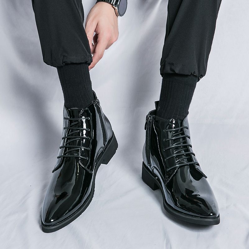 Classic Business Casual Versatile Leather Pattern Fashion Ankle Boots