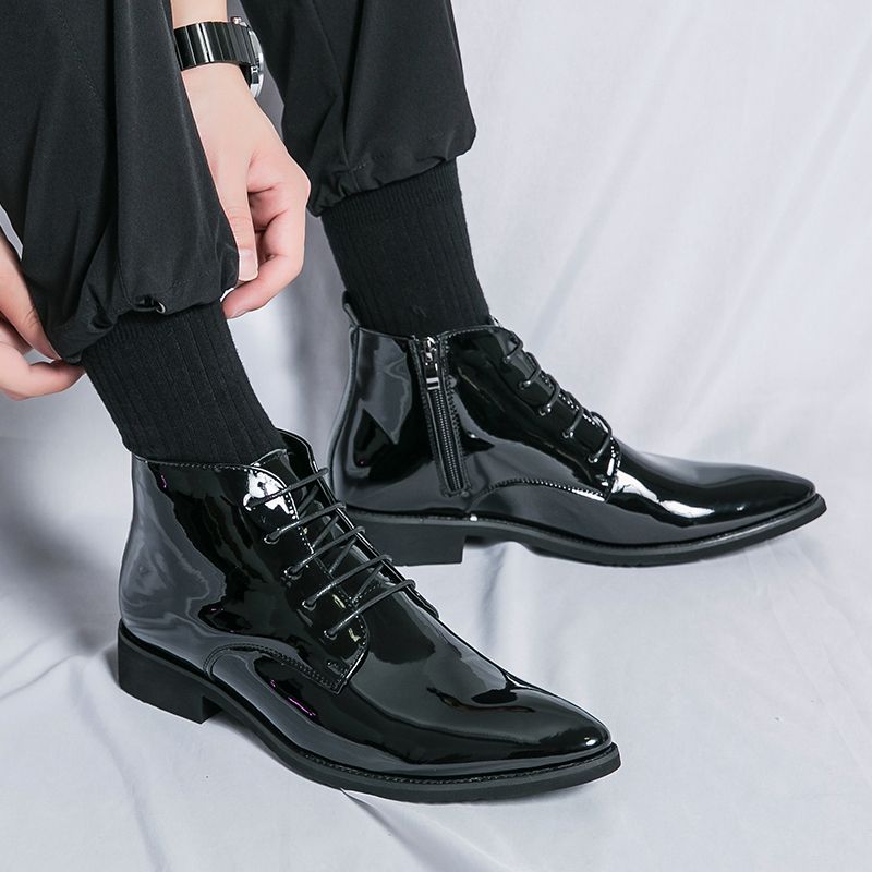 Classic Business Casual Versatile Leather Pattern Fashion Ankle Boots