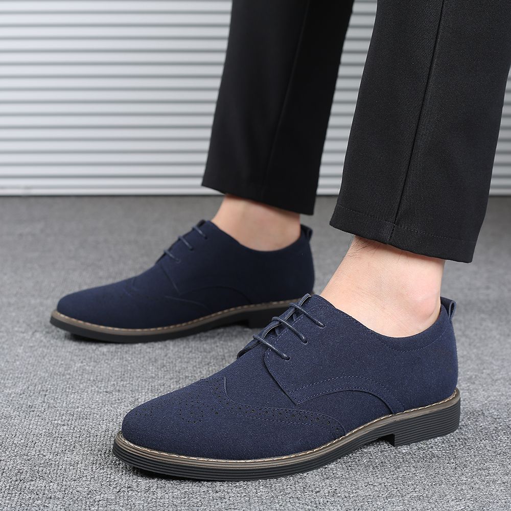 Mens Ankle Low Oxfords Boots Brogue Booties-Blue