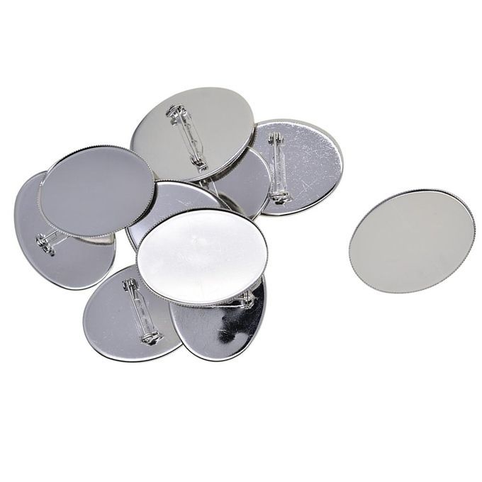 2X 10 Pieces Cabochon Brooch Setting Blanks Oval Brooch Pin Bezel Tray