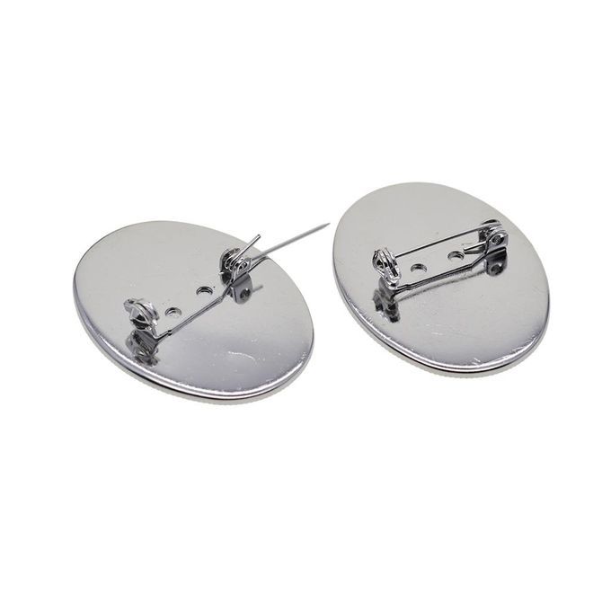 2X 10 Pieces Cabochon Brooch Setting Blanks Oval Brooch Pin Bezel Tray