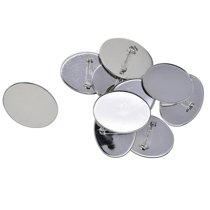 2X 10 Pieces Cabochon Brooch Setting Blanks Oval Brooch Pin Bezel Tray