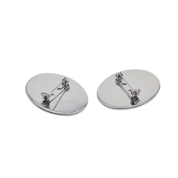 2X 10 Pieces Cabochon Brooch Setting Blanks Oval Brooch Pin Bezel Tray
