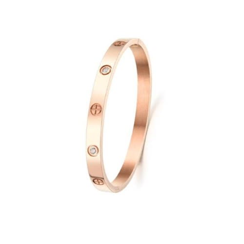 2 In 1 Rhinestone Female Wrist Watch With Bracelet- Rose Gold