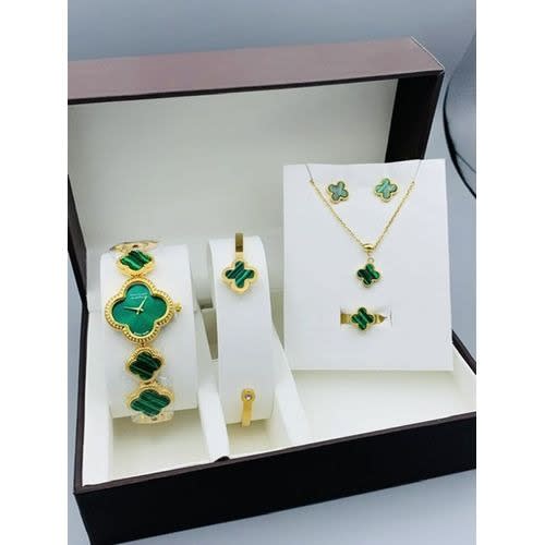 5 In 1 Clover Wristwatch Set - Green
