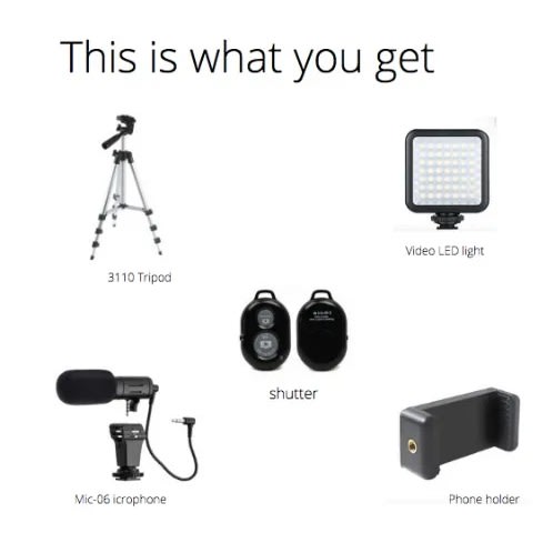 Phone Vlog Video Kit With Tripod Microphone Led Light Remote