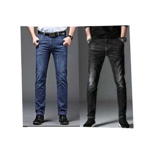 2in1 Men's Faded Jeans - Blue And Black