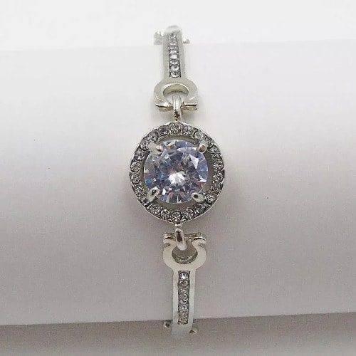 Cubic Zirconia Bangle - Silver