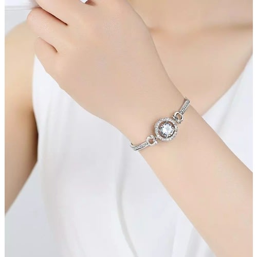 Cubic Zirconia Bangle - Silver