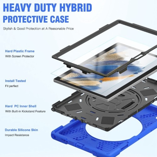 Rugged Shockproof Defender Case With Hand Strap For Samsung Galaxy Tab A8 10.5 2022