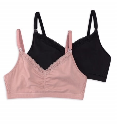 Breastfeeding Maternity Bra With Cotton Lace Trim - 2pk