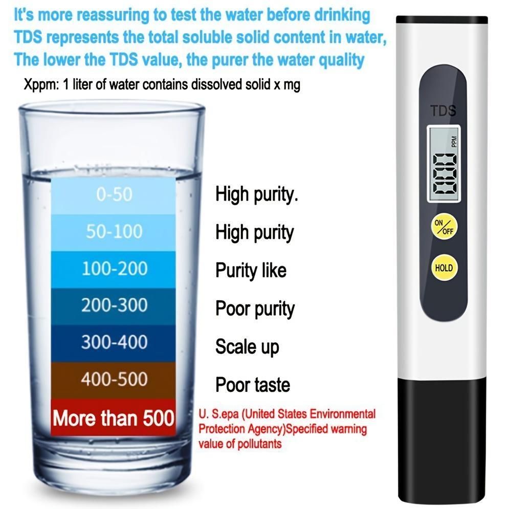 1PC TDS Water Handheld Quality Test Pen Digital Black