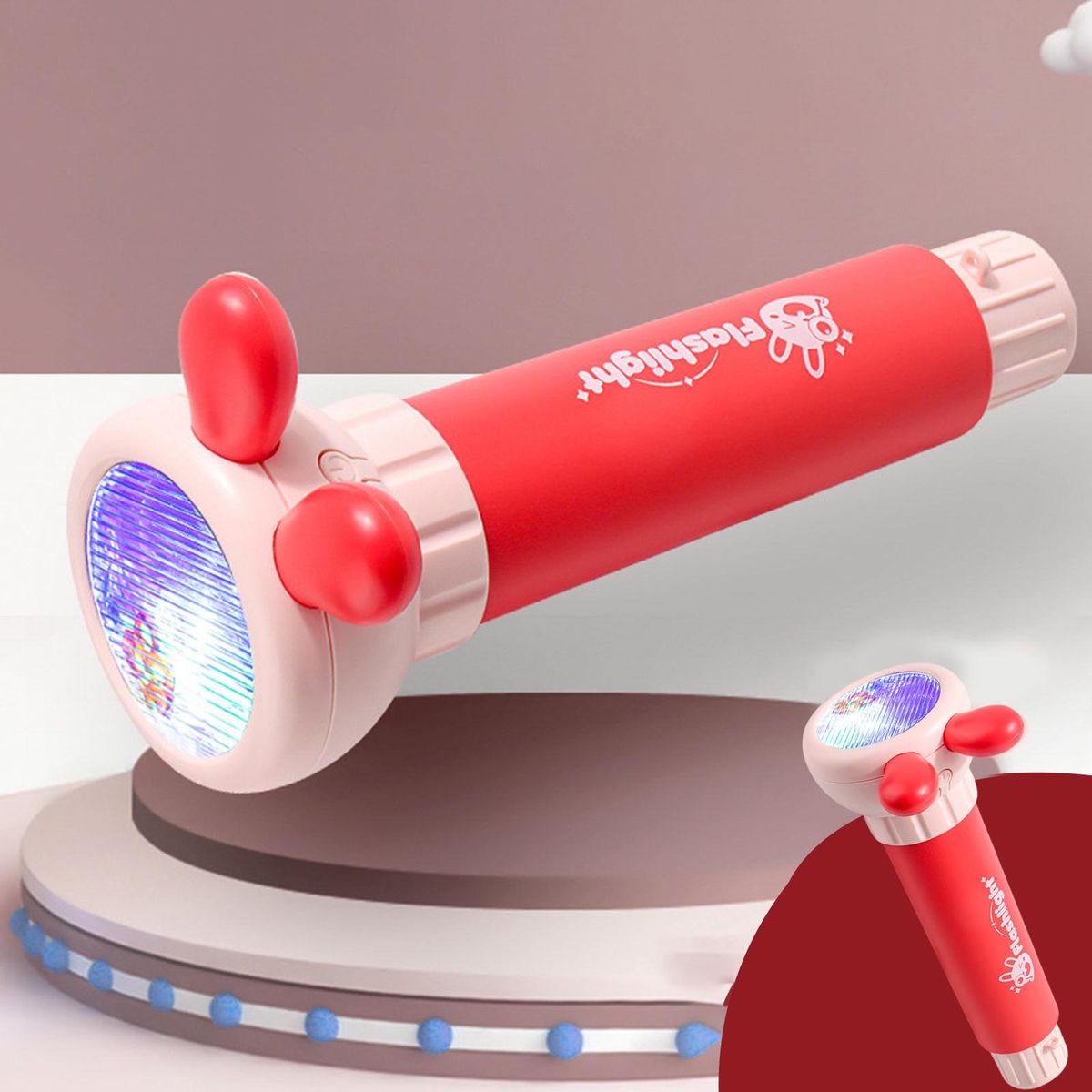 Kaleidoscope Toys for Kids Kaleidoscope Flashlight Toy Educational Fun Pink