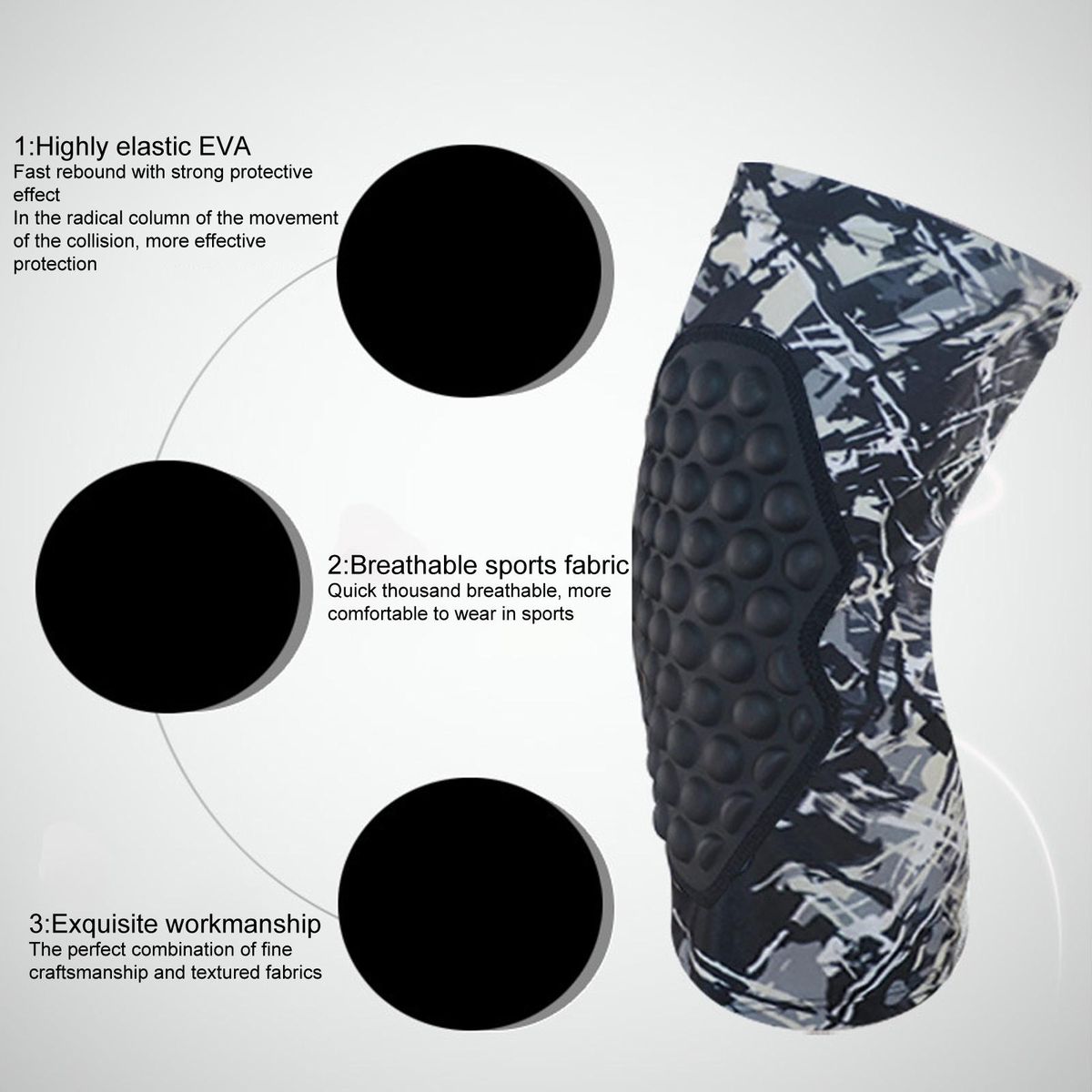 1Pc Knee Compression Sleeve Tennis Training Fitness Sports Knee Pad Grey
