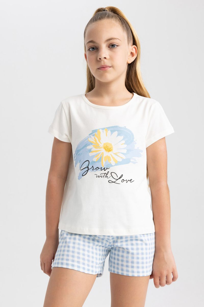 Girl Special Collection Regular Fit Short Sleeve Knitted Pyjamas - Ecru