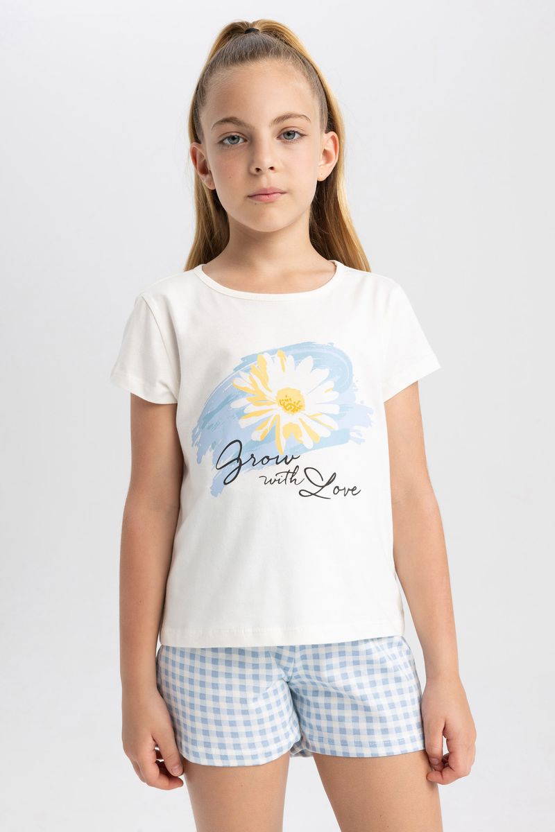 Girl Special Collection Regular Fit Short Sleeve Knitted Pyjamas - Ecru