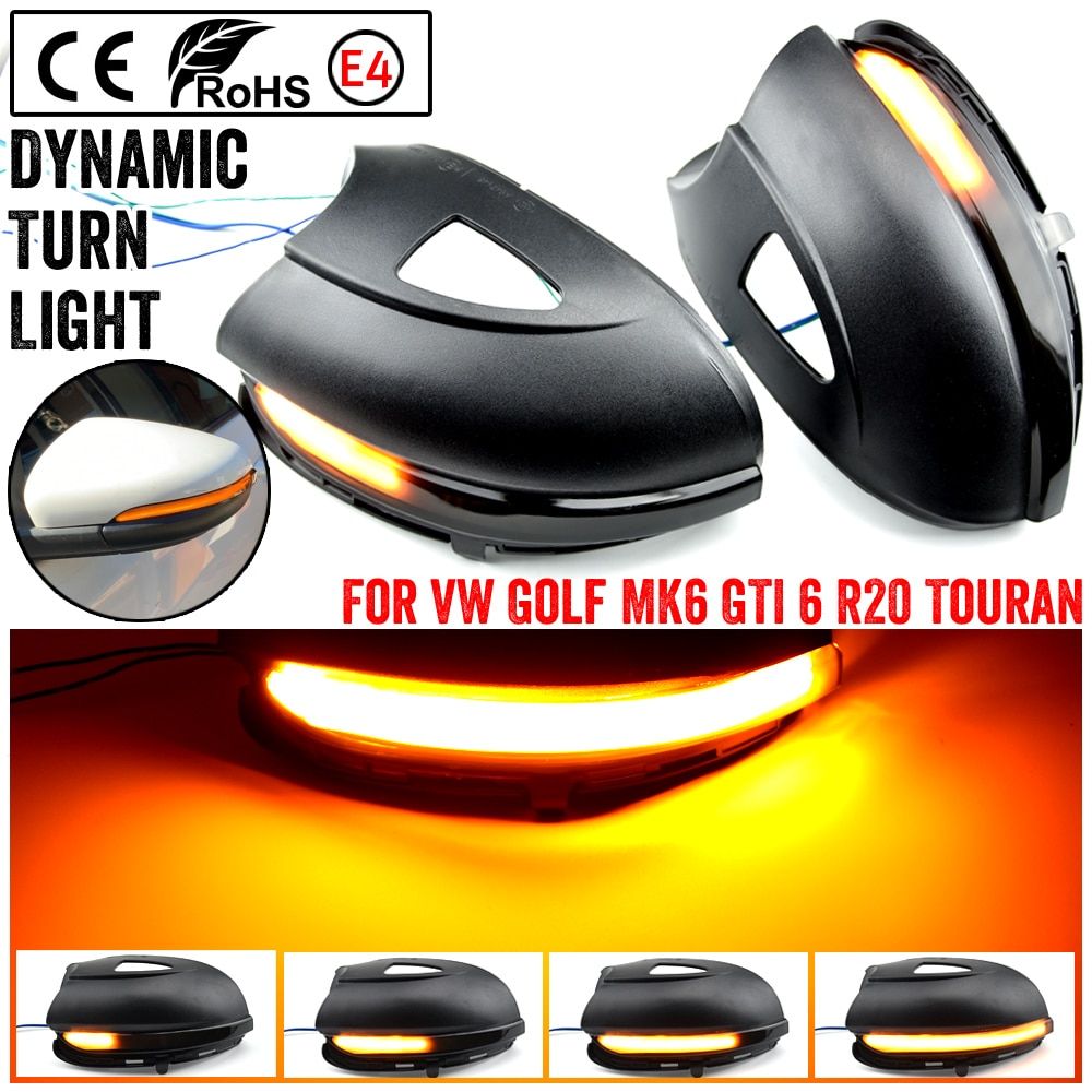 Turn Signal LED Dynamic Side Mirror Flashing Indicator Light Sequentially For VW Volkswagen Golf 6 MK6 GTI R20 2008-2014 With Hole