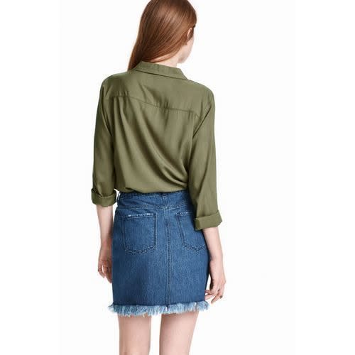 Long Sleeved Viscose Blouse-green