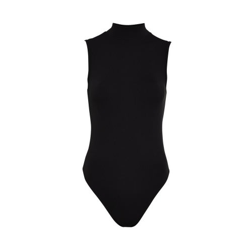 Sleeveless Turtleneck Bodysuit - 2 Pieces - Black And White