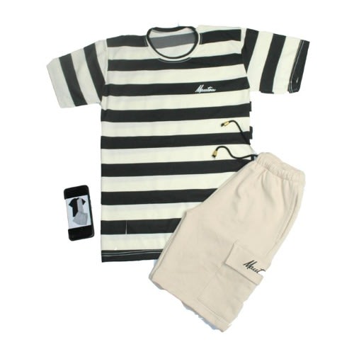 Men's Mono Tshirt And Nude Cargo Short