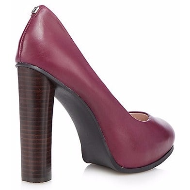 Plum Block Heel Court Shoes