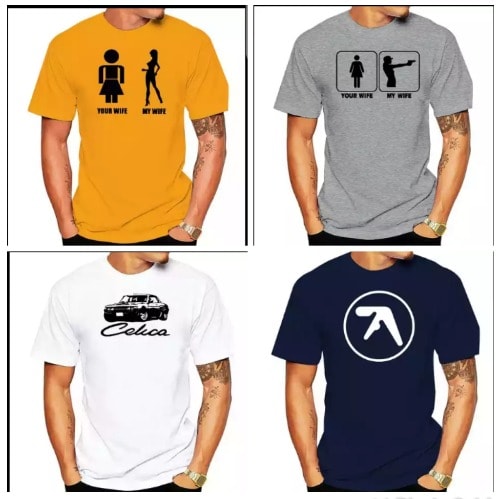 Set Of 4 T-shirts - White, Blue, Yellow, Ash