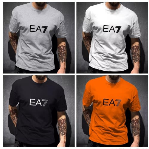 Ea7 Design Men's T-shirts - 4pcs - Black - Ash - White - Orange