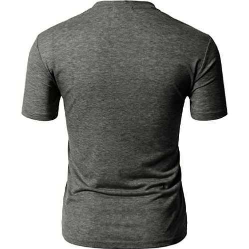 Short Sleeve Henley Tee Shirt - Dark Grey