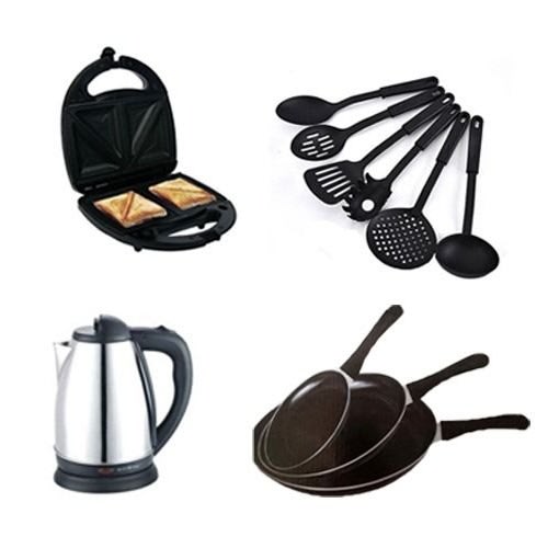 Electric Kettle + Toaster + Frypan + Spoon Kitchen Bundle